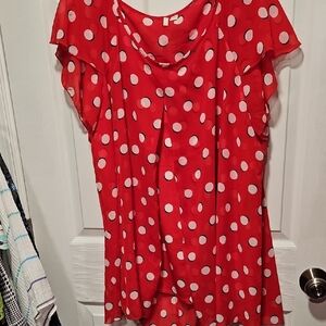 Cato Red Blouse with White Dots